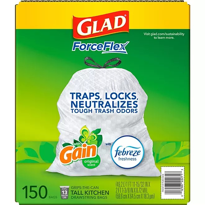 Bolsas de Basura De Cocina Altas Glad ForceFlex, Febreze 160 Unidades - Imagen 3