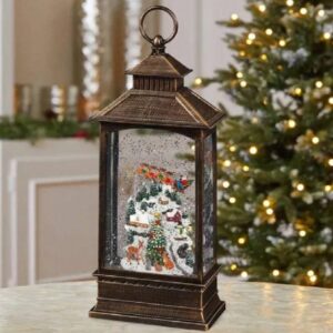 Linterna Navideña con Purpurina y Luz LED