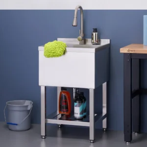 Fregadero De Acero Inoxidable TRINITY de 18" x 16" x 13" Con Grifo Extraíble