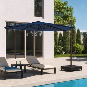 Sombrilla voladiza con base rodante