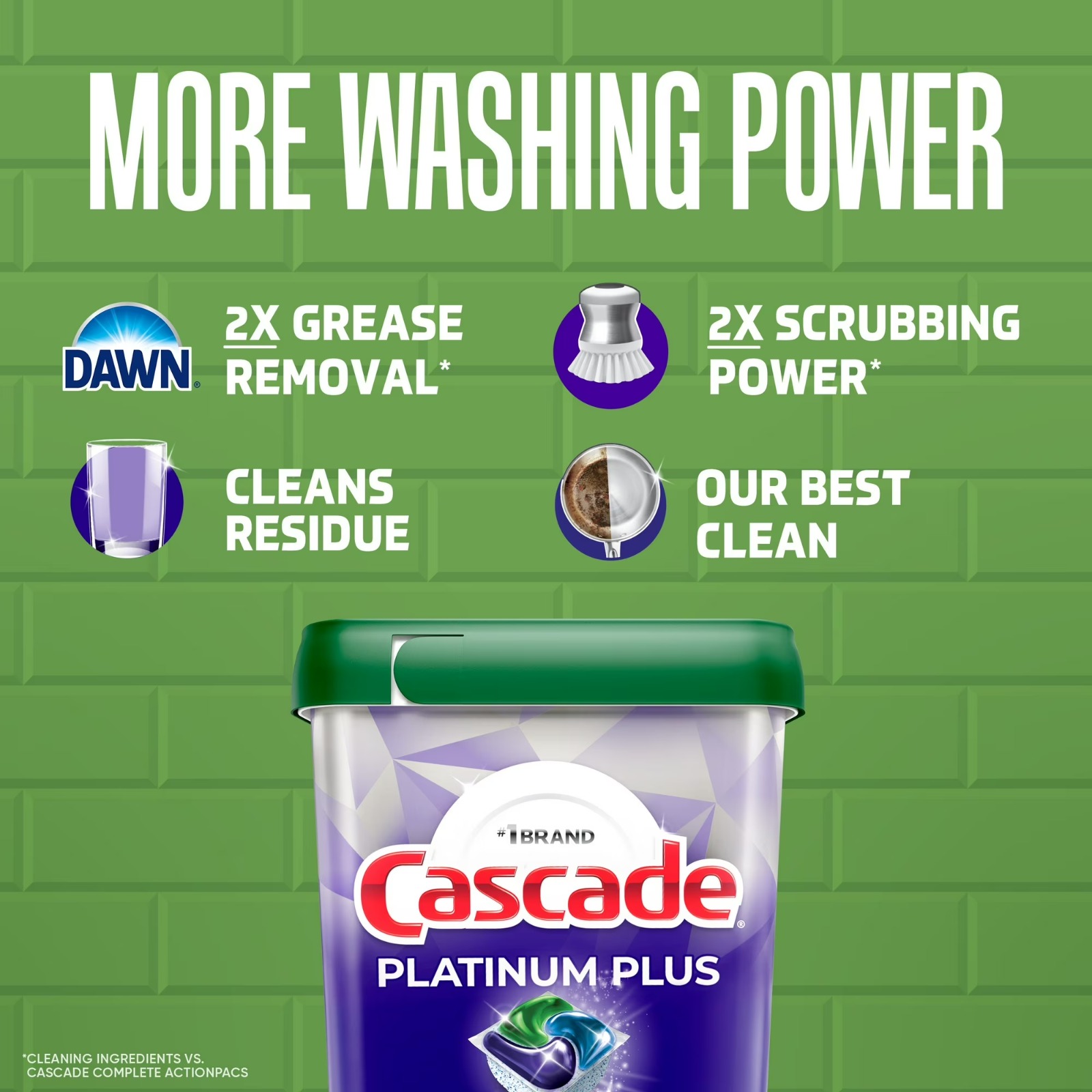 Detergente para lavavajillas Cascade Platinum Plus - Imagen 3