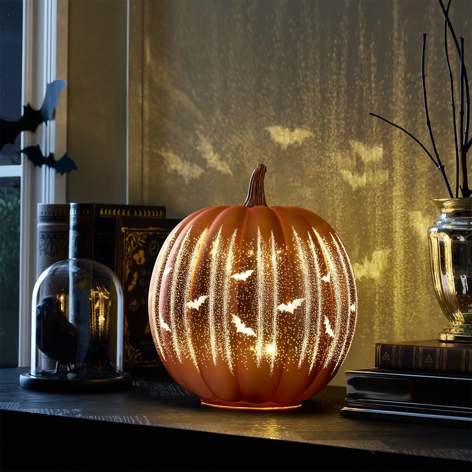Calabaza giratoria brillante preiluminada