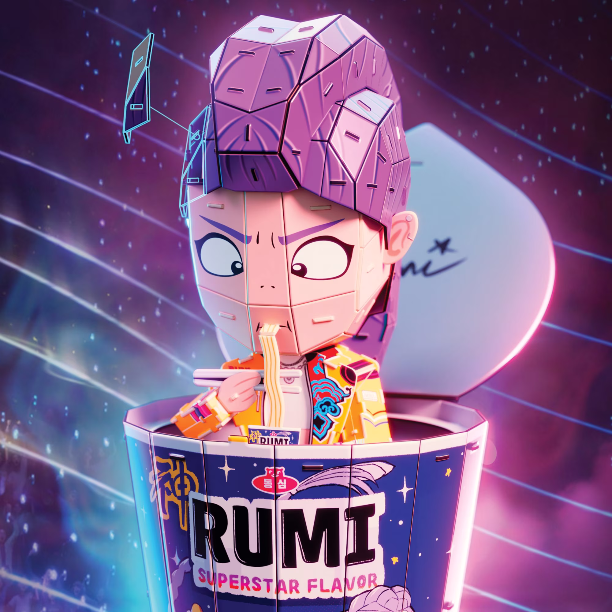 Rompecabezas 3D 4D Build Rumi en taza de ramyeon